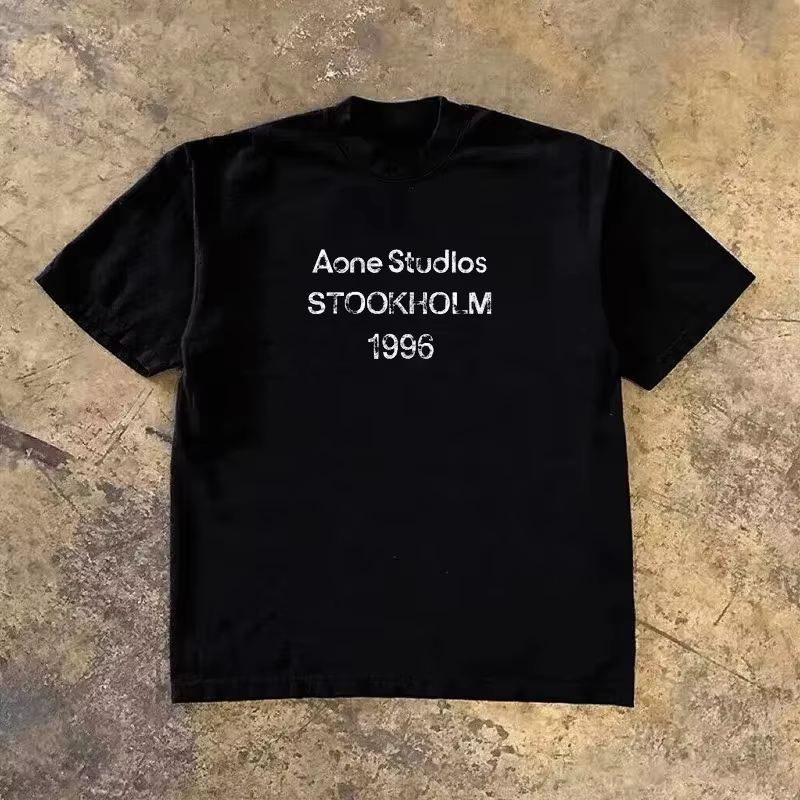 T-shirt unisexe en coton à manches courtes imprimé lettres, tendance mode été 2026, marque de luxe