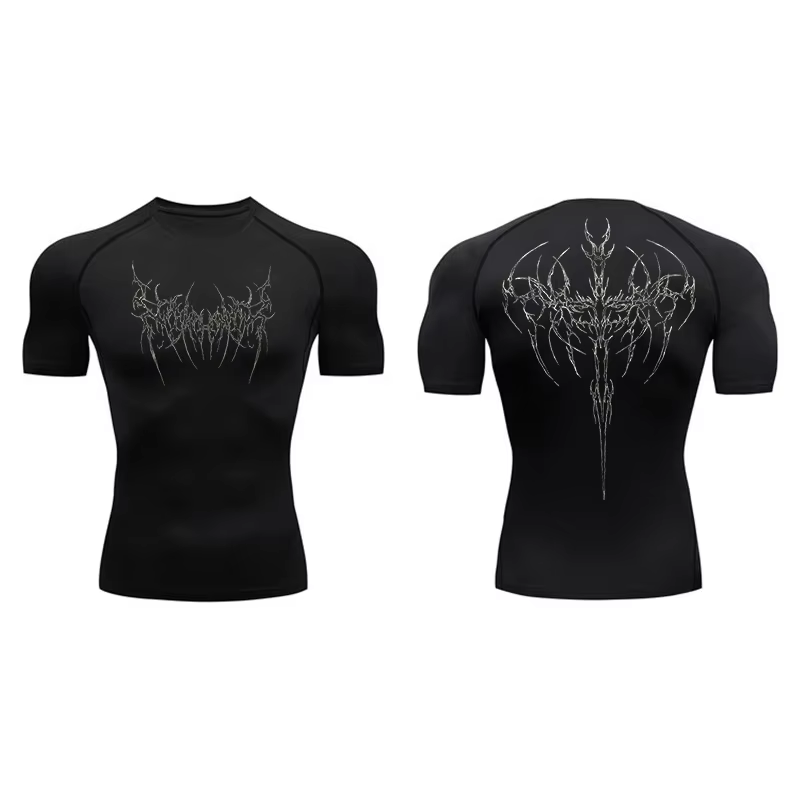 Chemises de compression imprimées pour hommes, t-shirts athlétiques, séchage rapide, Y-Gym Workout, 