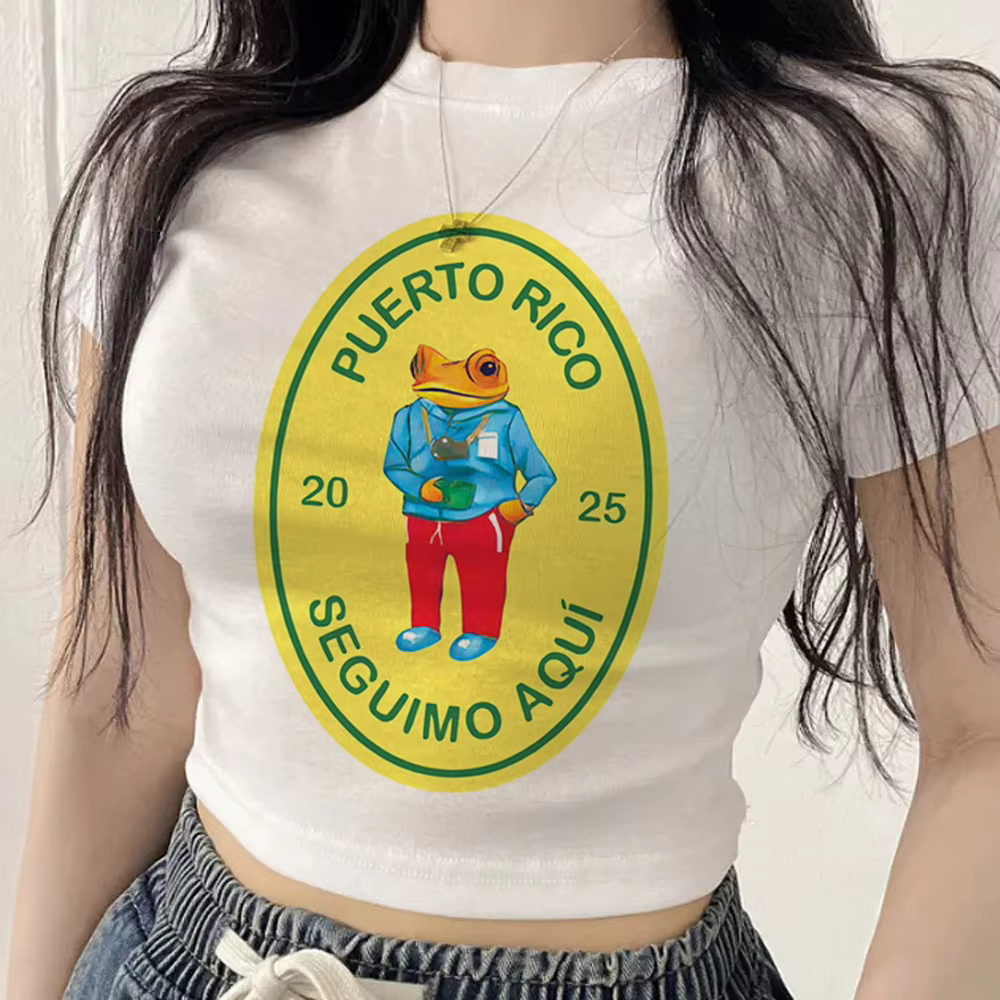 Bad Bunny crop top streetwear féminin vintage scene grunge t-shirt japonais drôle alternatif cutecor