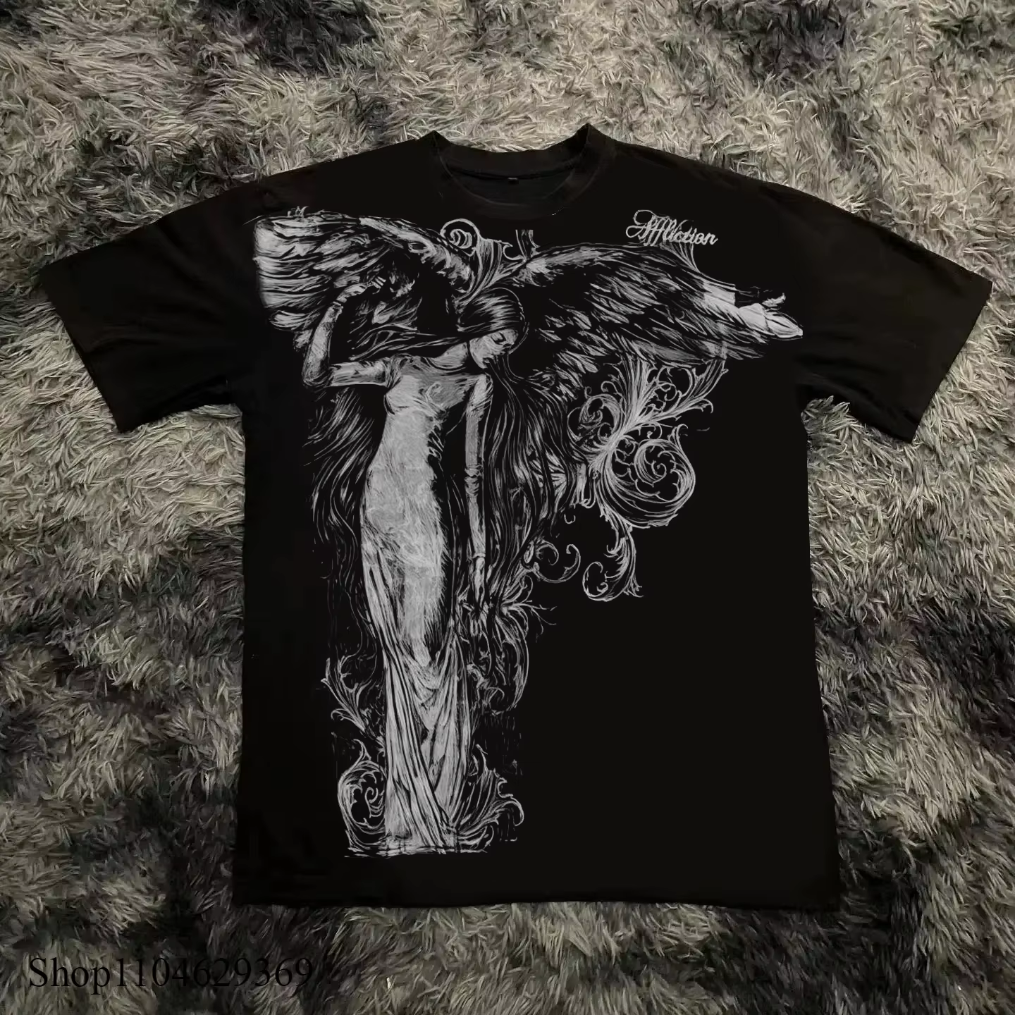 Classique Y2K Style gothique T-shirt imprimé surdimensionné T-shirt haute rue chemises gothique col 