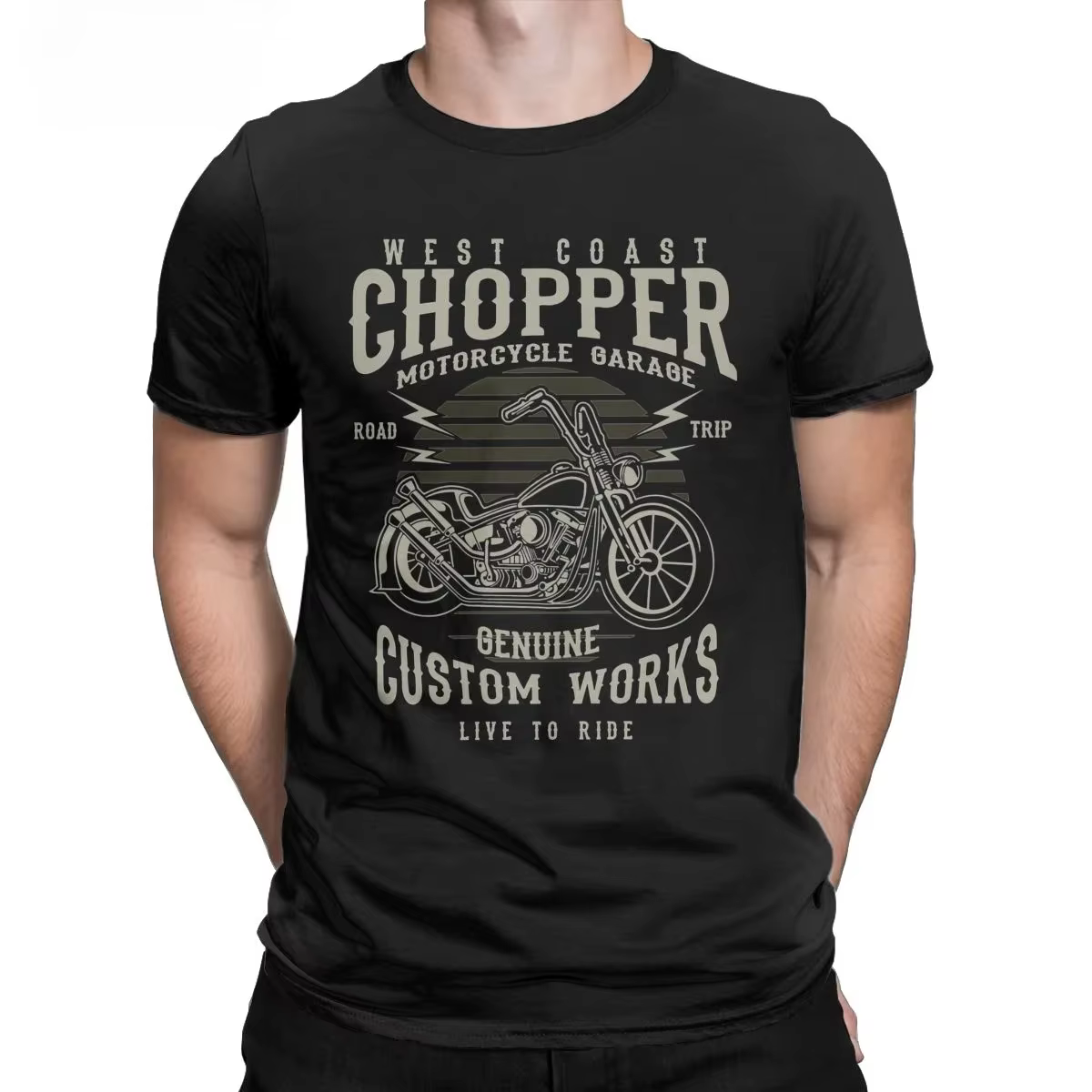 T-shirt ras du cou à manches courtes pour hommes, vêtements de moto personnalisés Chopper, t-shirts 