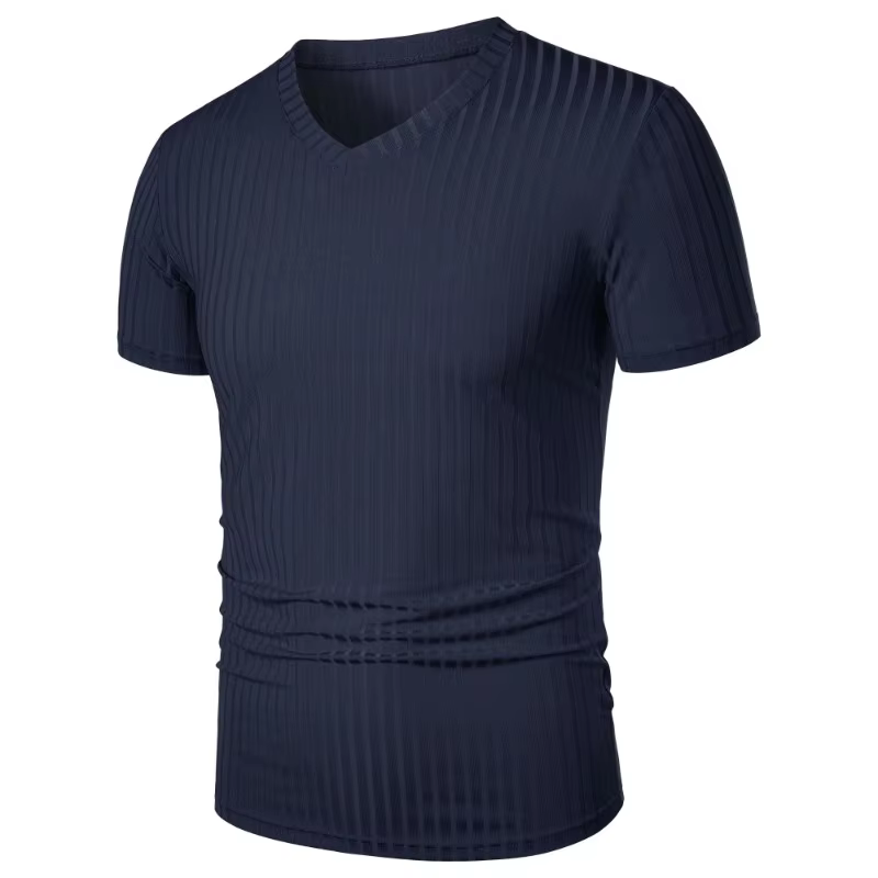 T-shirts musculaires à manches courtes pour hommes, col en V extensible, musculation, Streetwear lég