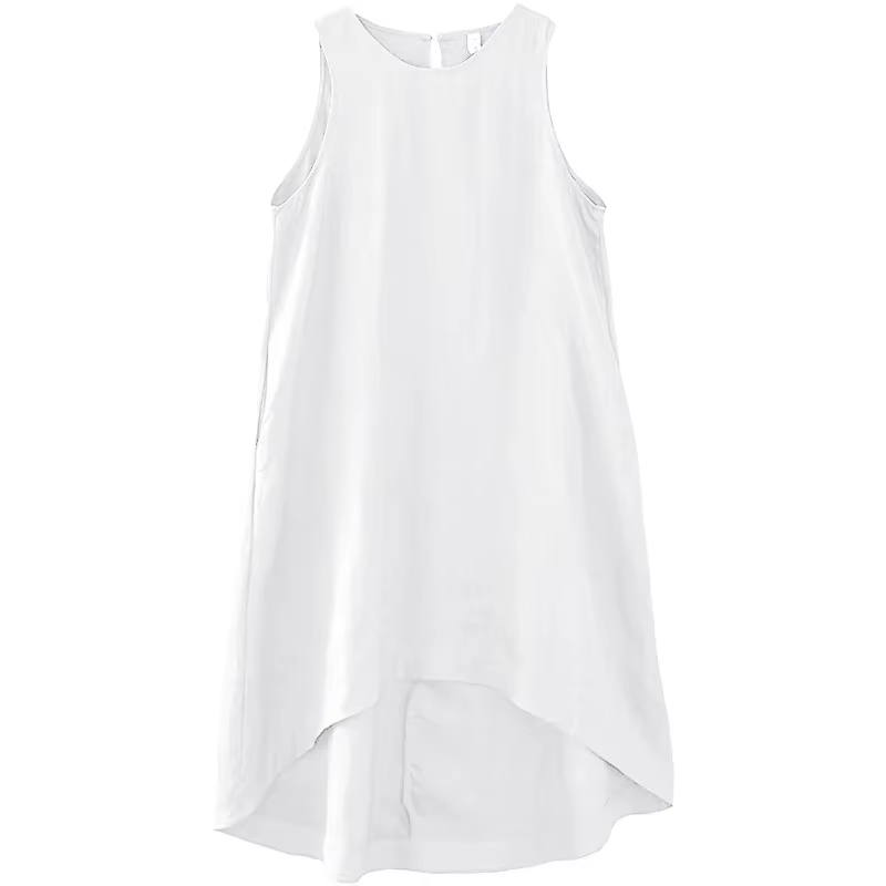 Robe Gilet d'Été 100% Lin pour Femme, Nouvelle Collection Printemps 2026, Chic, à Ourlet Asymétrique