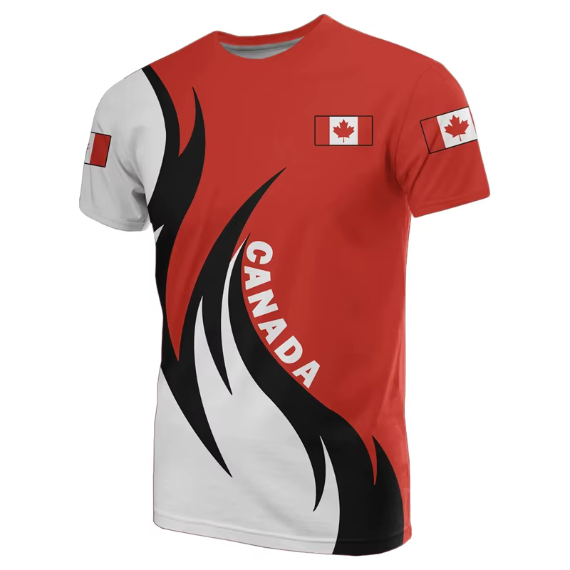T-shirt imprimé en 3D pour hommes et femmes, T-shirt de la fête du Canada, Emblème de sensation cana
