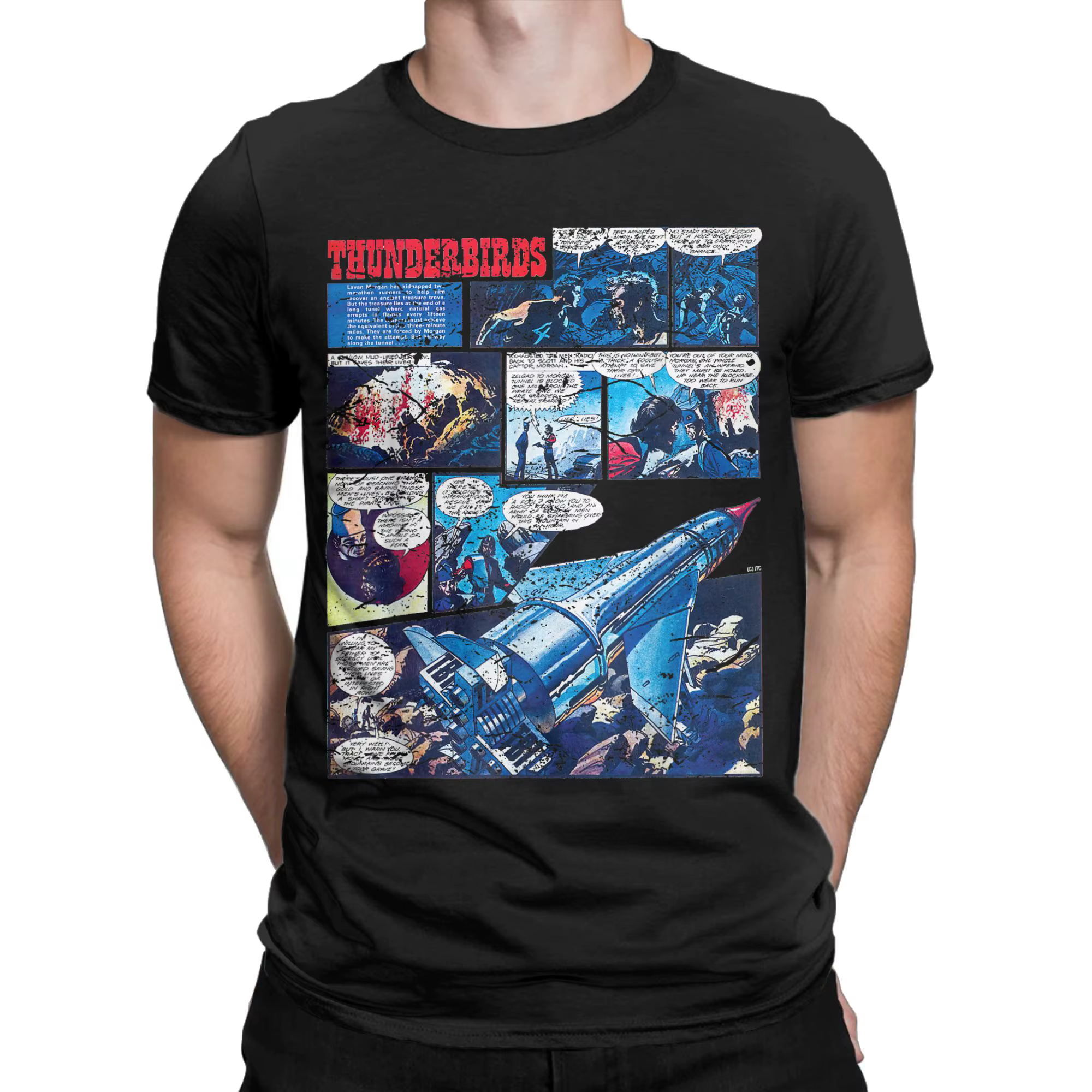 Thunderbird en détresse bande dessinée Page T-Shirts pour hommes dessin animé coton t-shirt col rond
