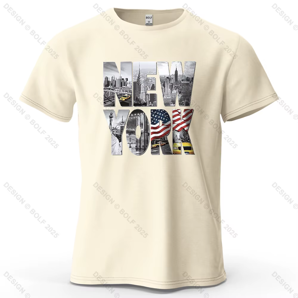 New York City Printed Men's T-Shirt 100% Cotton Oversized City Graphic Tees for Women Tops Tees Casu
