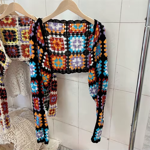 Chemisier court de style bohème pour femme, broderie florale, vacances de plage, évider, chic en Y
