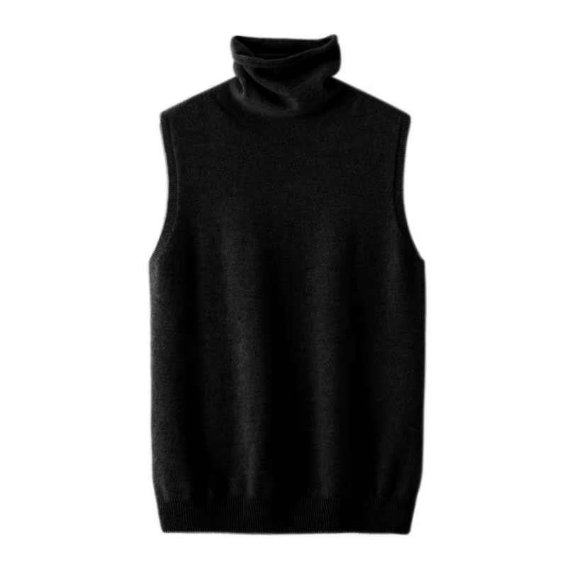 Femmes laine mérinos sans manches pulls col roulé pull gilet laine tricots printemps automne hiver m