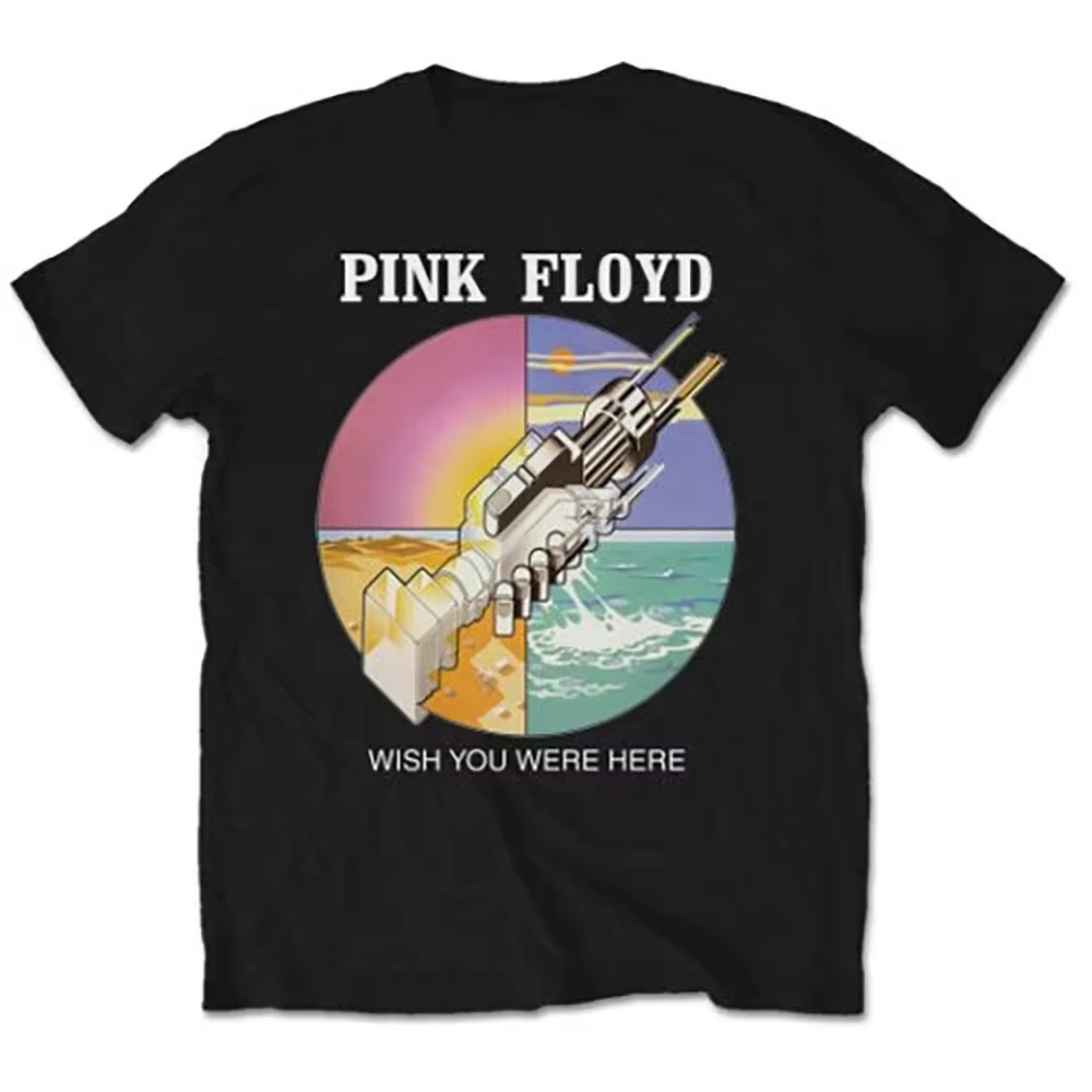 T-shirt Pink Floyd Wish You Were Here, groupe de rock officiel, noir, nouveau, à manches courtes et 