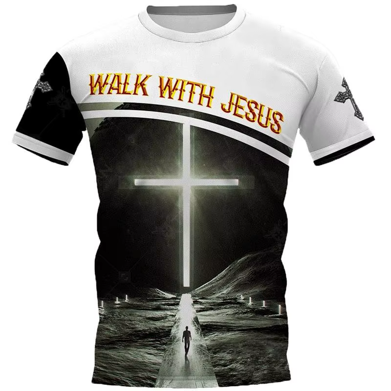 T-shirt graphique chrétien de Jésus pour hommes et femmes, vêtements à col rond, t-shirts à manches 