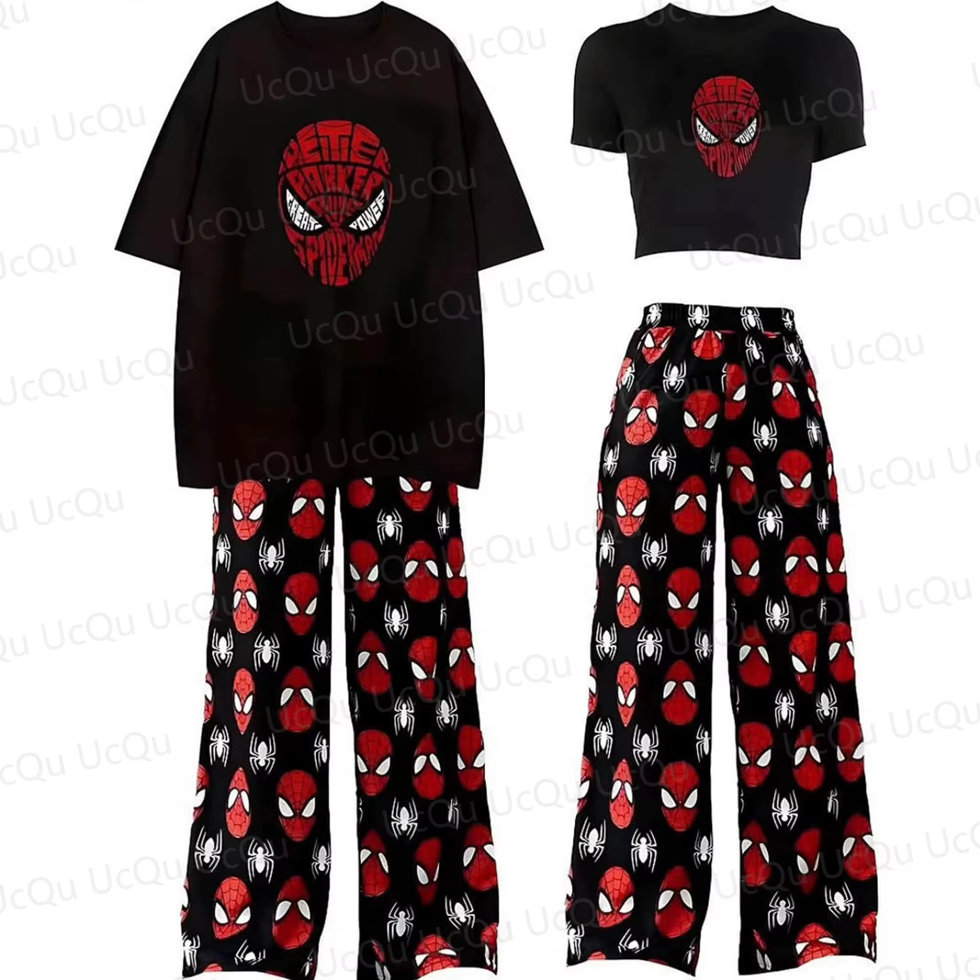 T-Shirt court avec pantalon de pyjama, costume surdimensionné pour adultes/enfants, tenue de Couple,