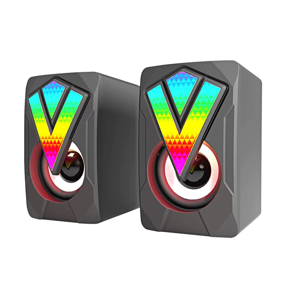 Haut-parleurs d'ordinateur, boîte de son, Microphone stéréo HIFI, USB filaire avec lumière LED pour 