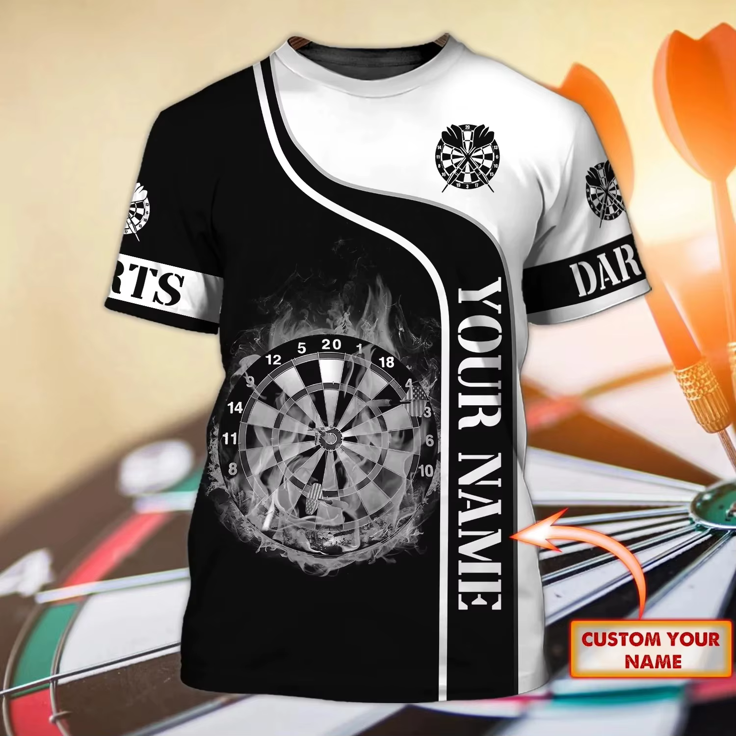 Personnalisé avec nom fléchette et bière 3D partout imprimé été hommes T-shirt Dart amant T-shirt dé