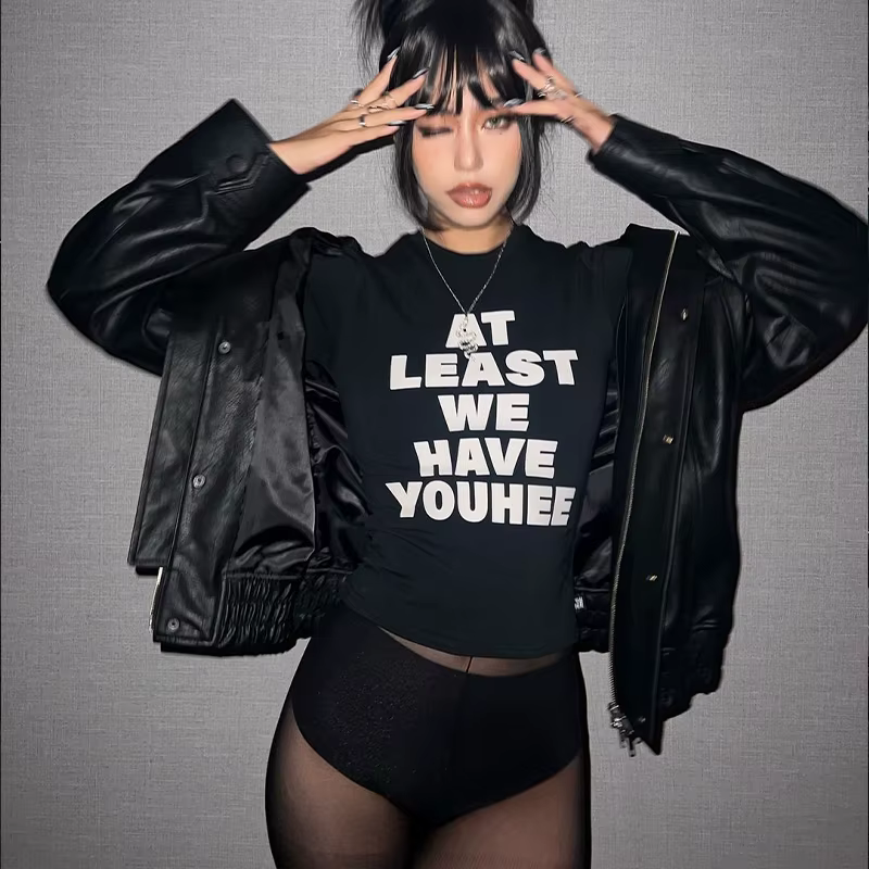 T-Shirt Y2k pour femmes, haut court, lettre des années 2000, Harajuku, mode coréenne, Streetwear, go