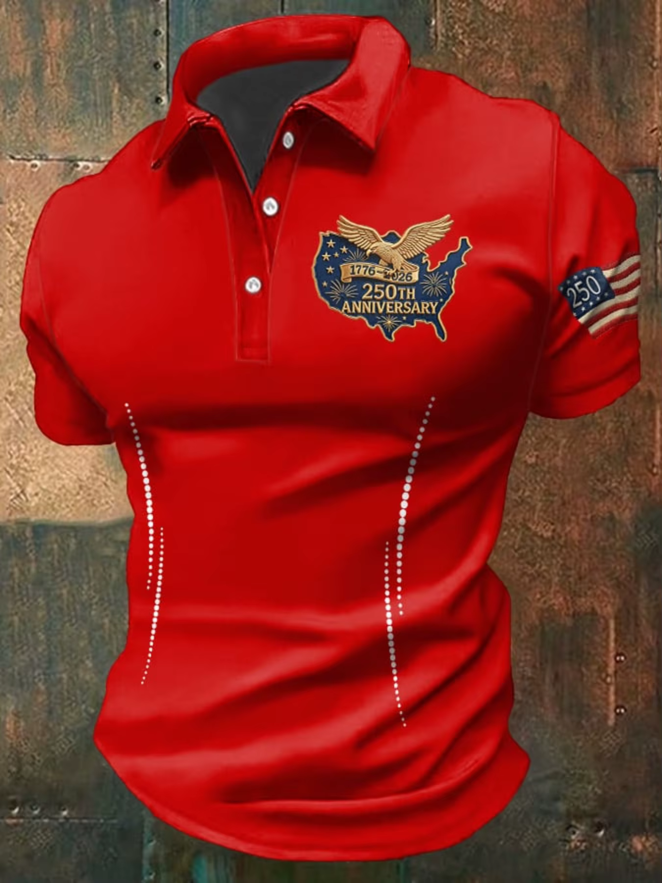 Polo pour homme USA 250e anniversaire, imprimé 3D Aigle chauve, Statue de la Liberté, Cloche de la L