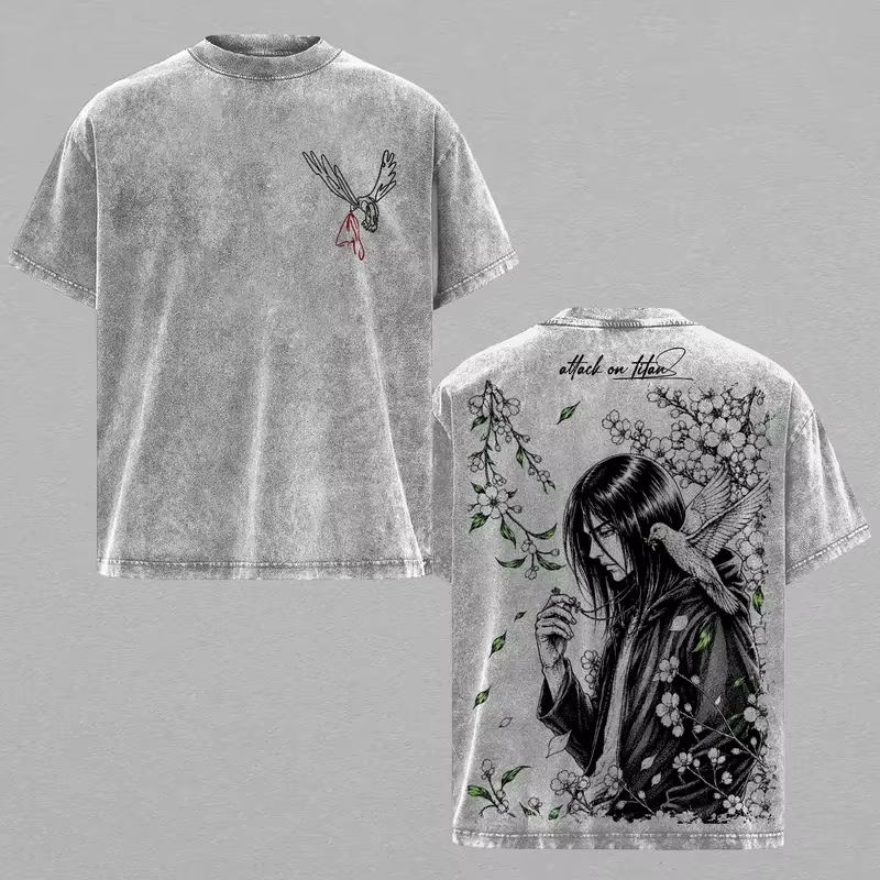 T-shirt imprimé Hot Anime Attack on Titan Mikasa Ackerman pour hommes et femmes, vêtements en coton,