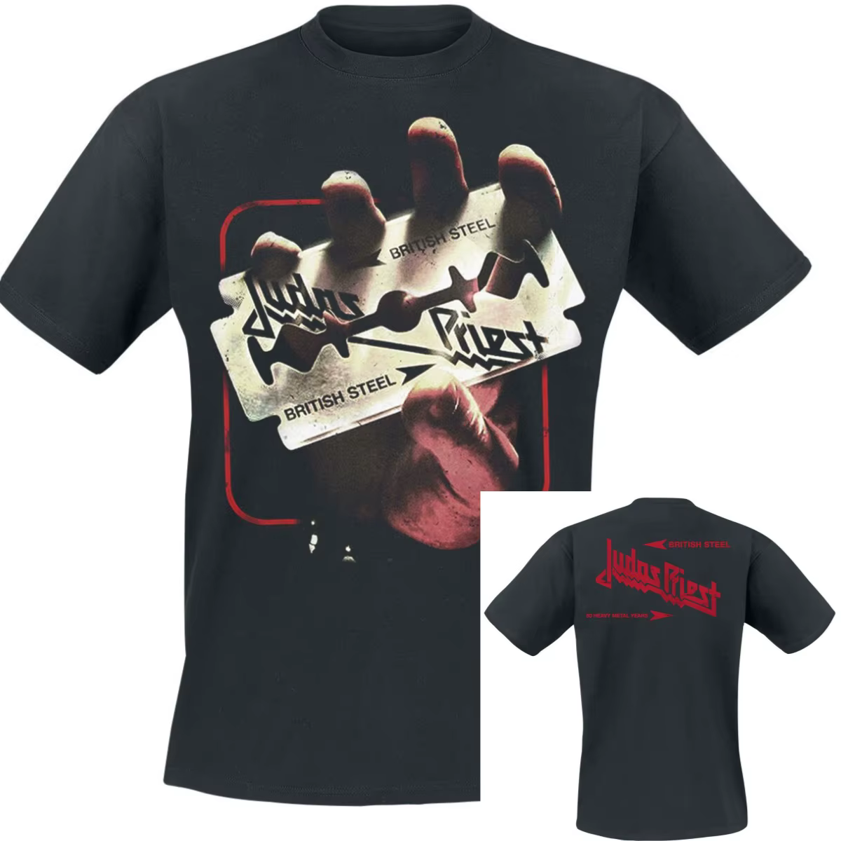 T-shirt British Steel Hand Judas Priest pour hommes et femmes, t-shirt graphique Vintage Metal Rock