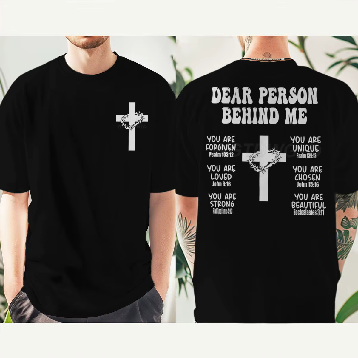 T-shirt avec verset biblique chrétien, imprimé « Dear Person Behind Me », t-shirts pour hommes, vint
