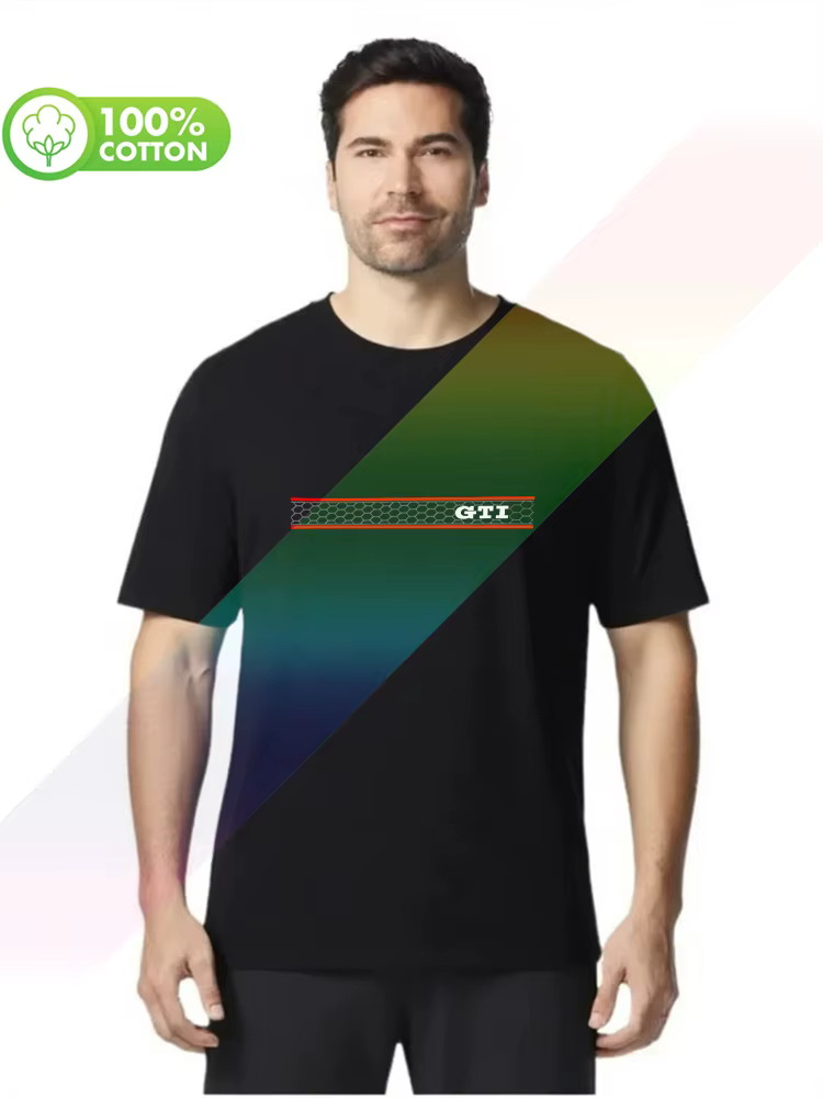 T-shirt à col rond pour hommes, 100% coton, poids lourd, vw golf gti grill, S-XXXL