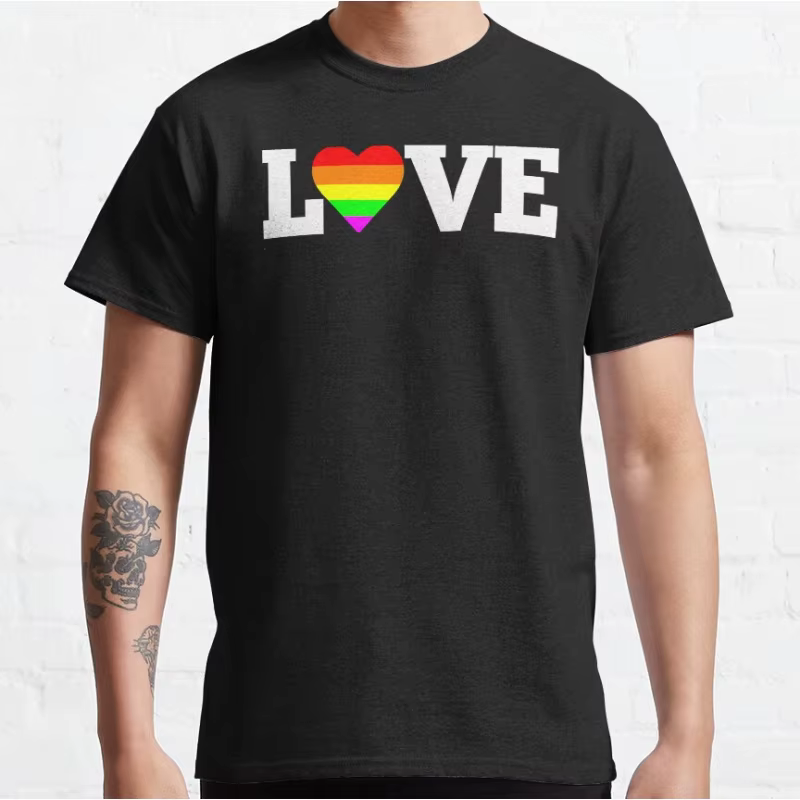 Love is Love Gay Pride mois lgbtq cadeau vêtements à manches courtes col rond T-shirt pour hommes gr