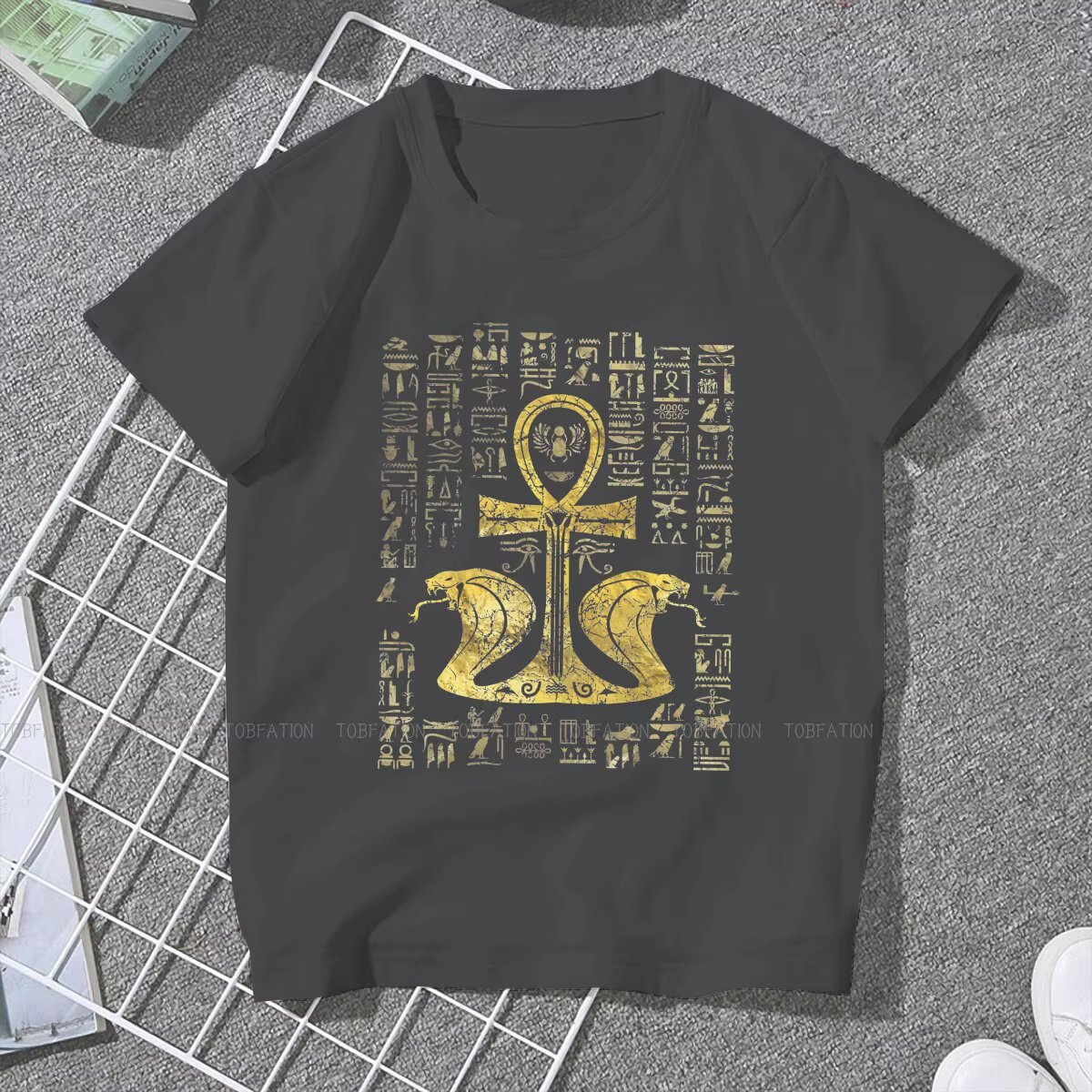 T-shirt femme avec Culture égyptienne ancienne, t-shirt femme, croix-cheville avec urae le Cobra, cl