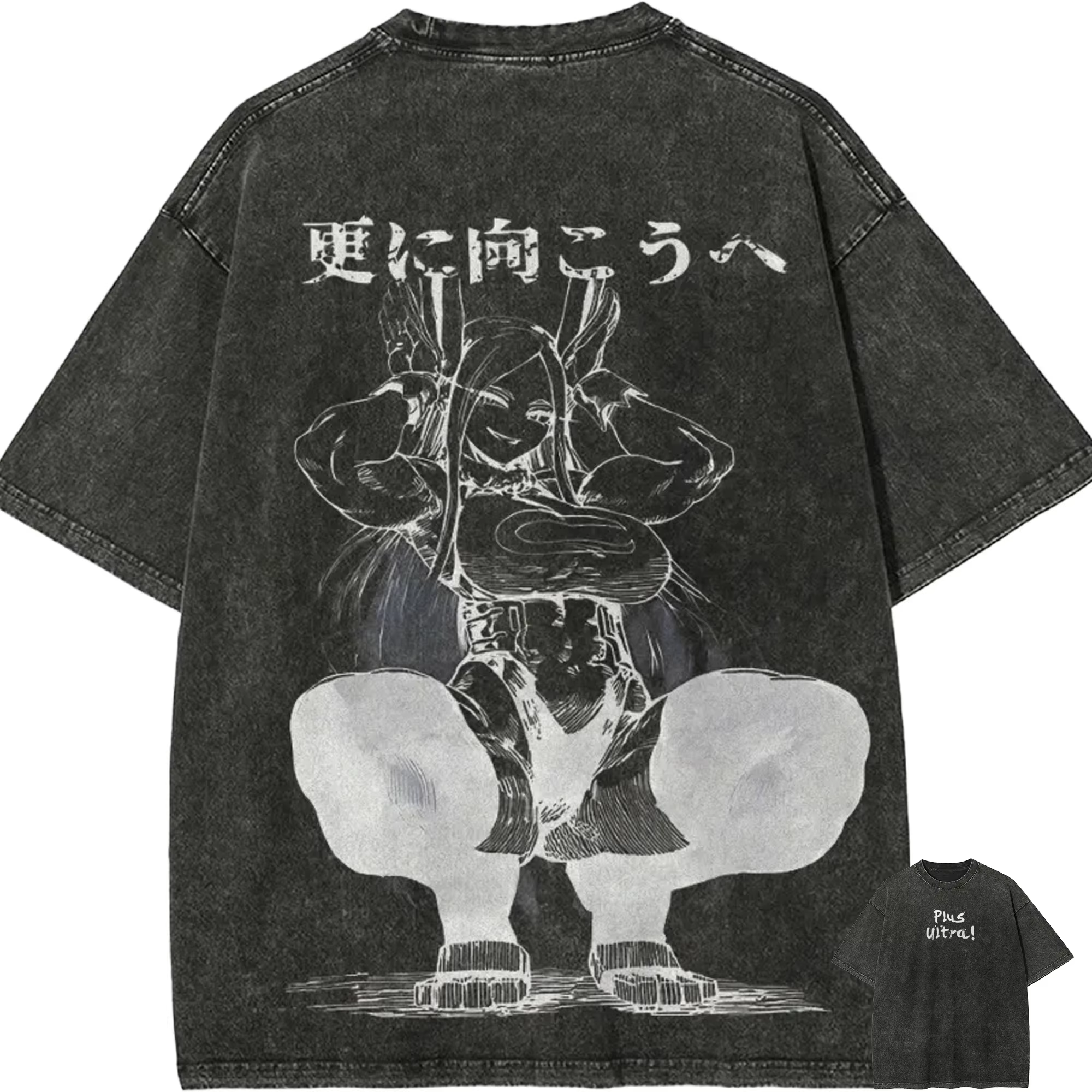 T-shirt Mirko My Hero Academia pour homme, motif lapin héros anime, coton délavé, streetwear, Plus U