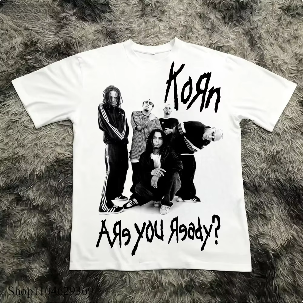 Korn Follow The Leader T-shirt en coton imprimé double face Metal Band Tee pour hommes et femmes, t-