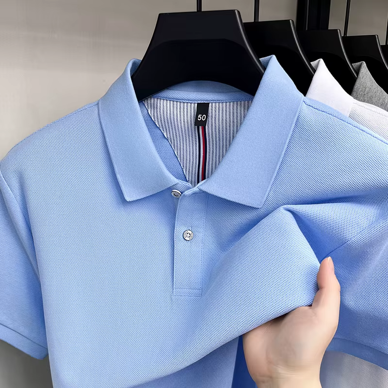 100% coton de luxe chemise polo à manches courtes pour hommes nouveau classique simple couleur solid