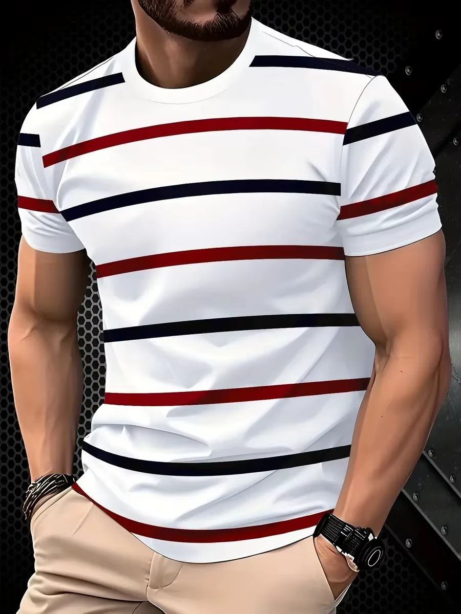 T-shirts classiques rayés imprimés pour hommes et femmes, avec motifs imprimés, pour le sport, le fi
