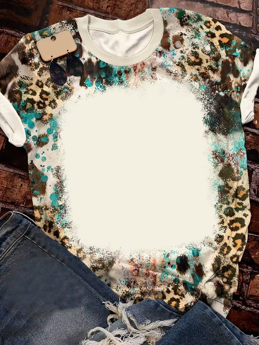 T-shirt à manches courtes en polyester pour sublimation, tee-shirt à la mode Tiedye, transfert therm