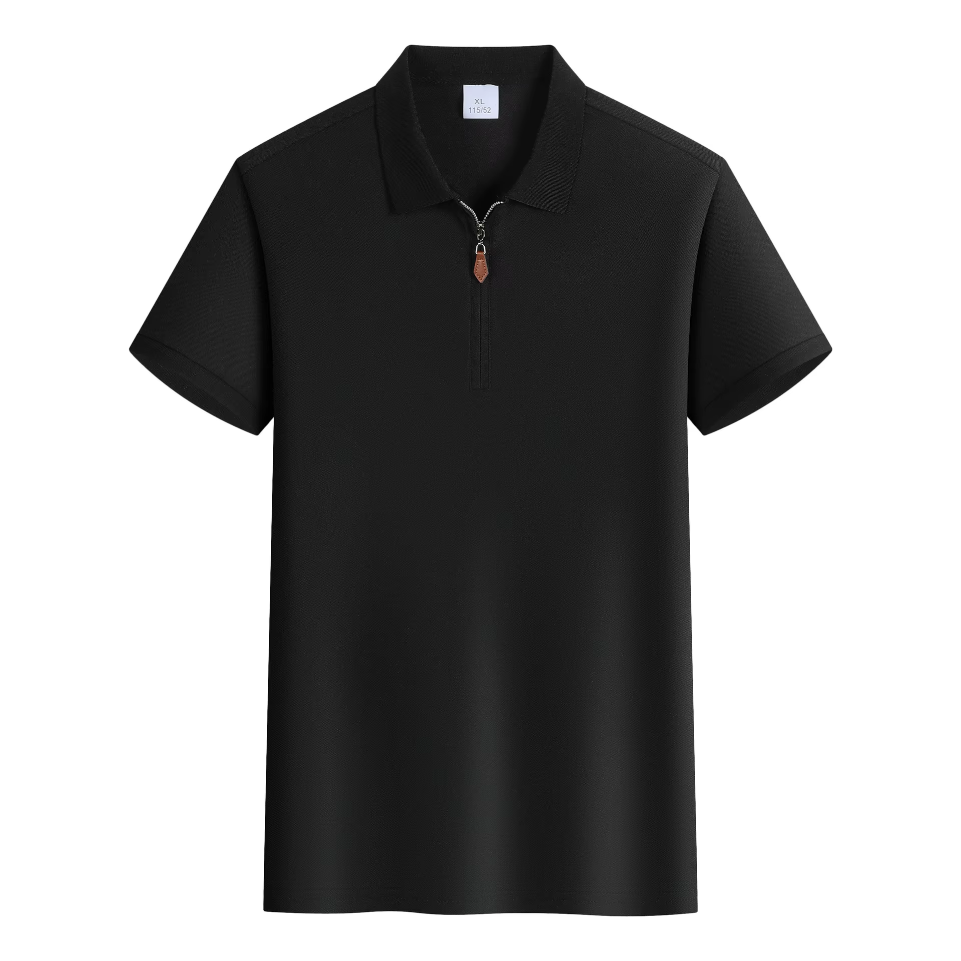 Polo à manches courtes pour homme, col zippé, couleur unie, coupe ajustée, respirant, décontracté, p