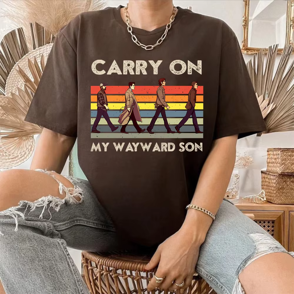 Surnaturel continuer mon fils vers le chemin T-Shirt Vintage Sam et Dean Winchester Brothrs chemise