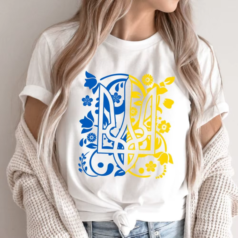 Homme Ukraine Trident coton t-shirt patriotique patrimoine graphique chemise été à manches courtes c