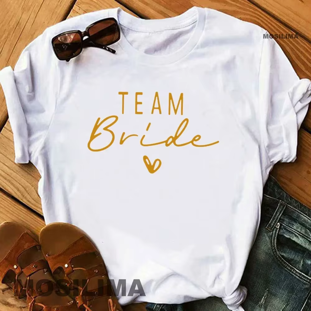 Femmes coton T-Shirt équipe mariée enterrement de vie de jeune fille douche poule fête demoiselle d'