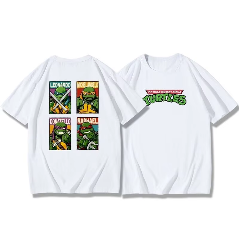 T-shirt Homme Col Rond en Coton Pur Motif Tortue Ninja Anime Dessin Animé Nouvelle Collection Été 20