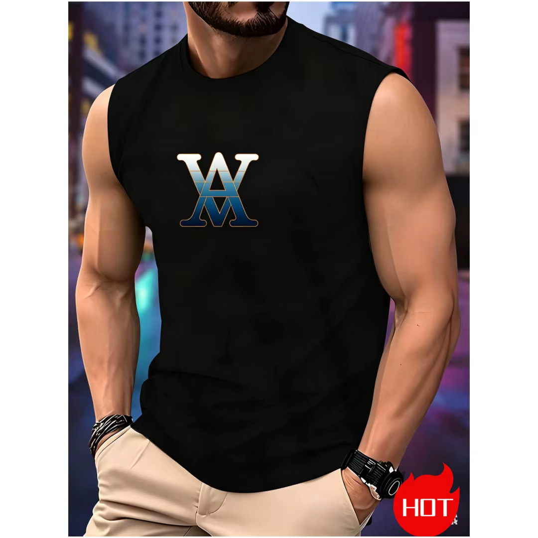 T-shirt sans manches pour homme, t-shirts et débardeurs d'été pour hommes, nouveau haut à col rond r