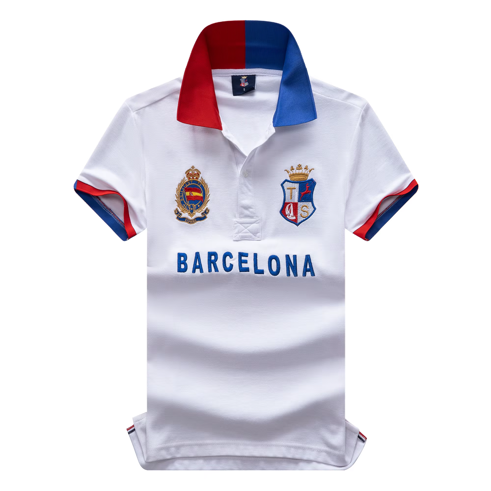 Polo en coton de haute qualité pour hommes Fans de football de Barcelona Symbole "Barca" brodé Cadea