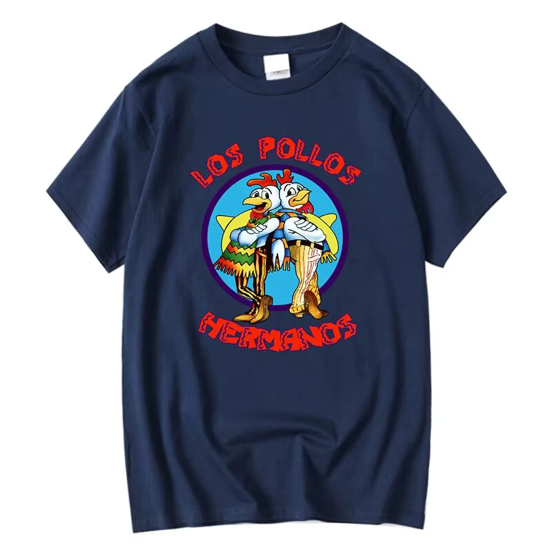 Été à manches courtes hommes de haute qualité T-shirt 100% coton Breaking Bad LOS POLLOS imprimer dé