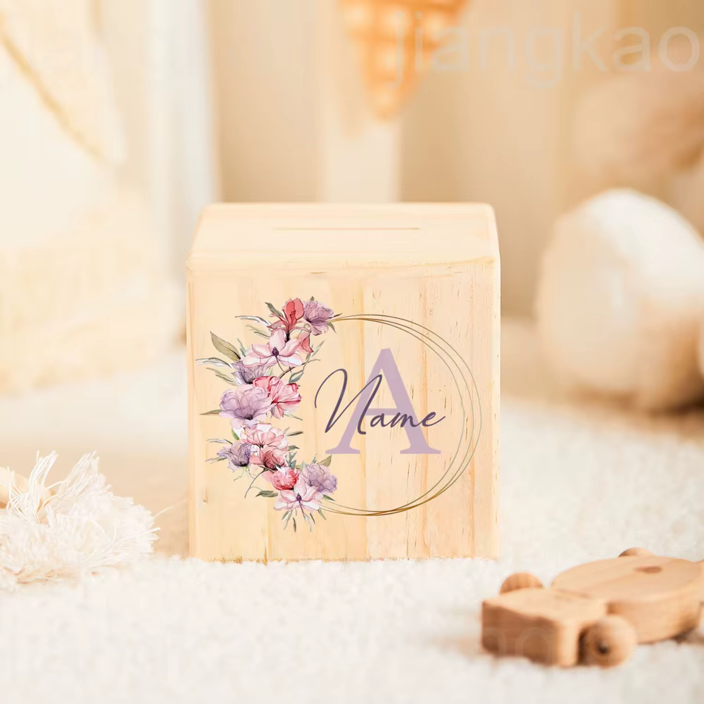 Tirelire personnalisée lettre de fleur avec nom enfants tirelires étui de collection de pièces de mo