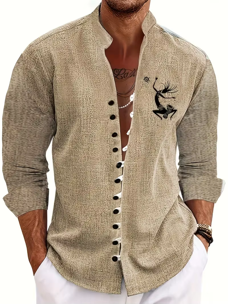 Chemise à manches longues pour hommes, motif rayé, vêtements d'extérieur imprimés à manches longues,