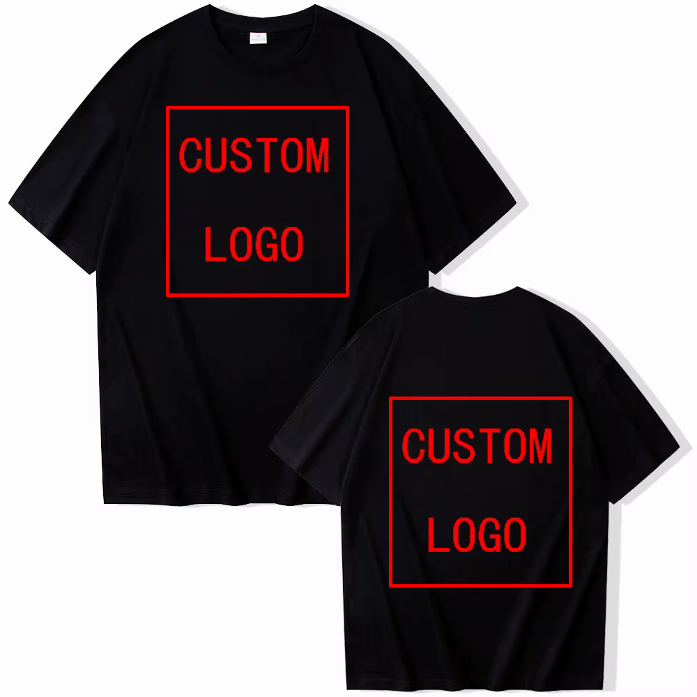 T-shirt personnalisé avec votre LOGO pour homme et femme, couleur unie, style streetwear, cadeau per