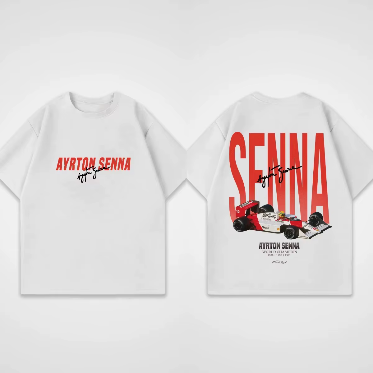 T-shirt col rond pour hommes, décontracté, en pur coton, avec imprimé de course, Ayrton Senna, surdi