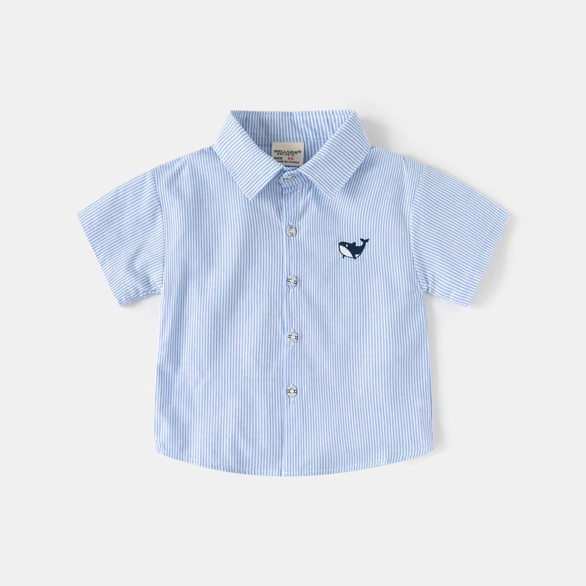 Chemises d'été pour garçons à manches courtes rayées, hauts pour enfants, chemise tendance pour tout