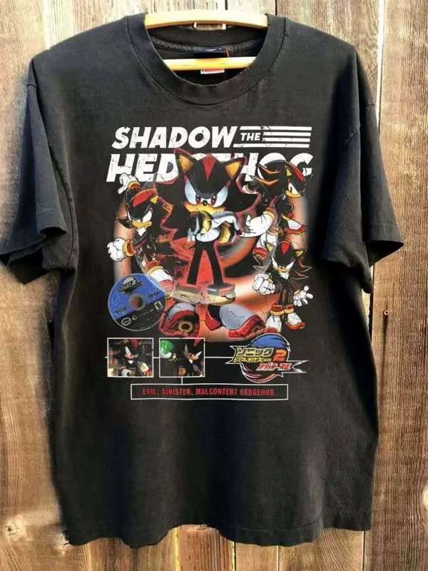 T-shirt Sonic Heroe Vintage Rock Shadow The Hedgehog T-shirt Heroes Tee décontracté ample Streetwear