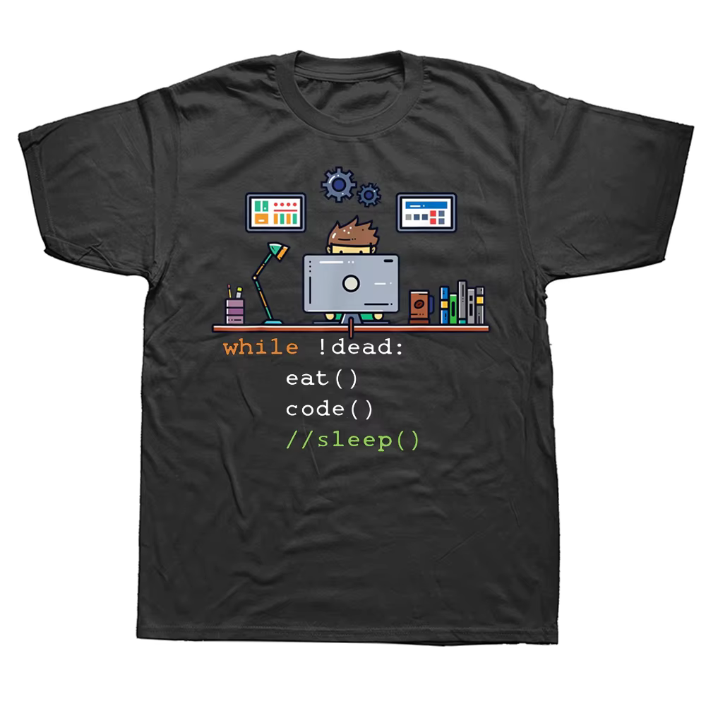 T-shirt d'été à manches courtes avec motifs, pour anniversaires, avec des thèmes informatiques amusa