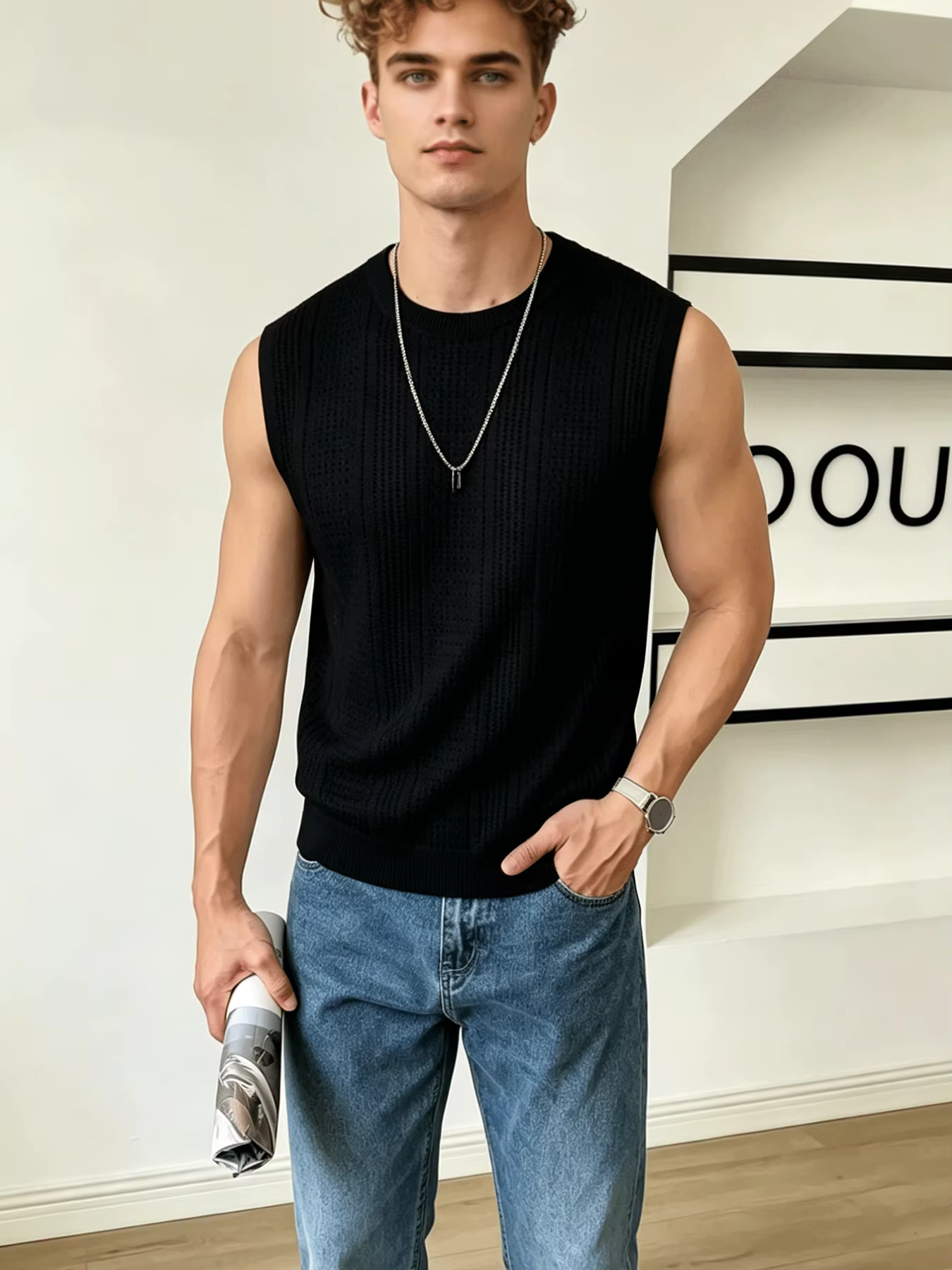 Les gilets tricotés sans manches pour hommes conviennent aux rendez-vous, aux occasions sociales lég