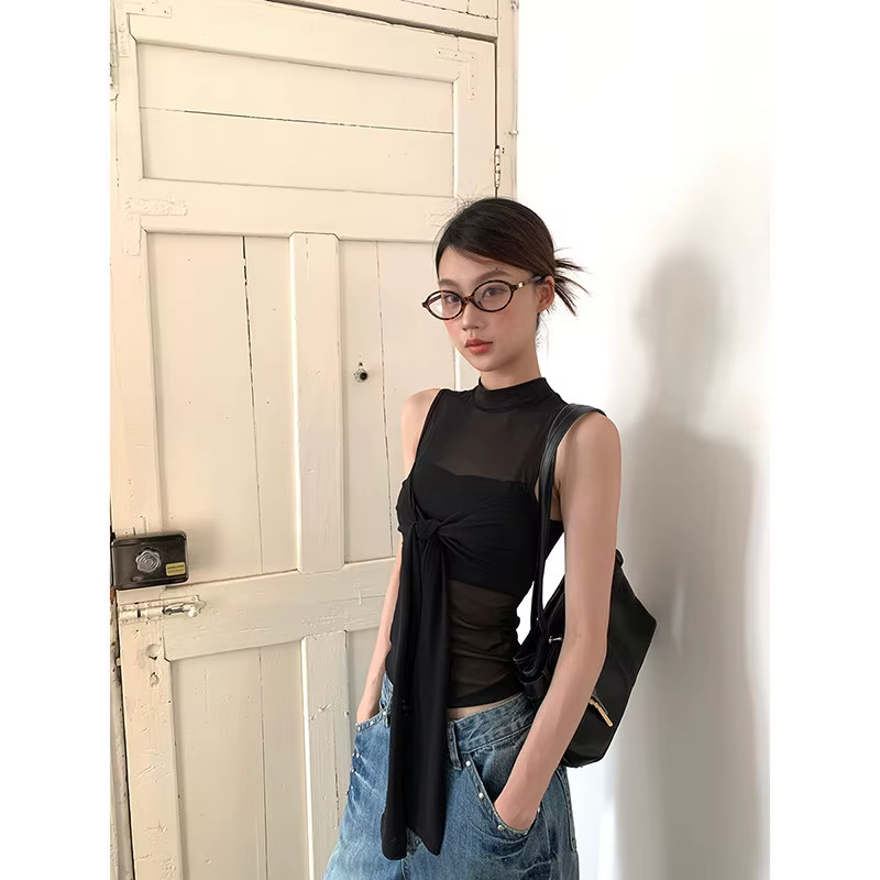Débardeur sans manches tendance version coréenne pour femme, nouvelle collection été 2026, dos éléga
