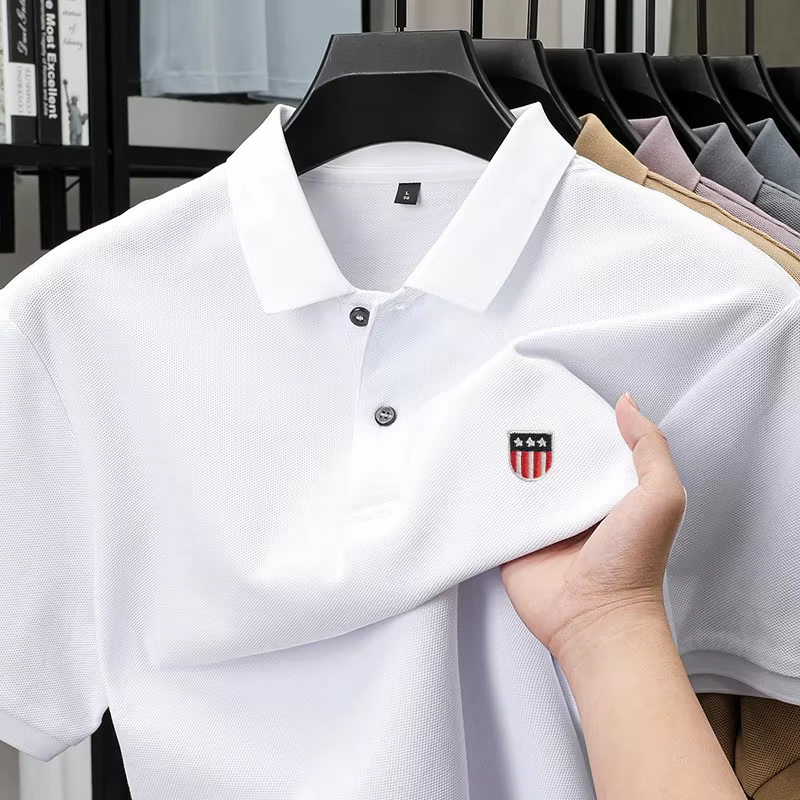 Polo de luxe pour homme, brodé, manches courtes, 100% coton, décontracté, respirant, doux pour la pe