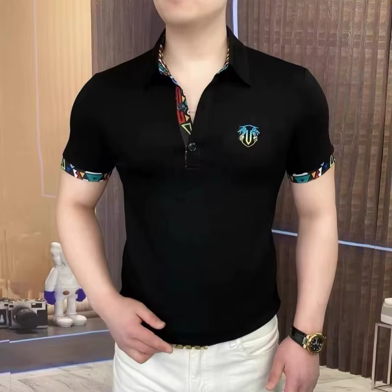 2025 été Vintage couleur unie polyvalent polos hommes mince décontracté à manches courtes POLO fête