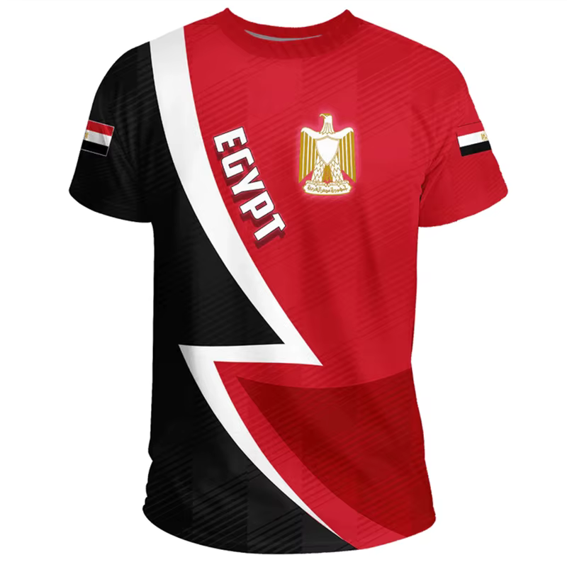 T-shirt drapeau égyptien pour hommes et femmes, imprimé en 3D, emblème National égyptien, décontract